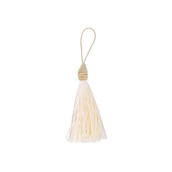 Pingente Pompom Tassel Com Tulipa 90Mm Em Poliester Com 50 Pecas 284 - Off White
