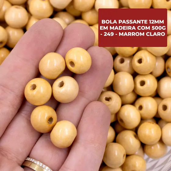 Bola Passante 12Mm Em Madeira Com 500G