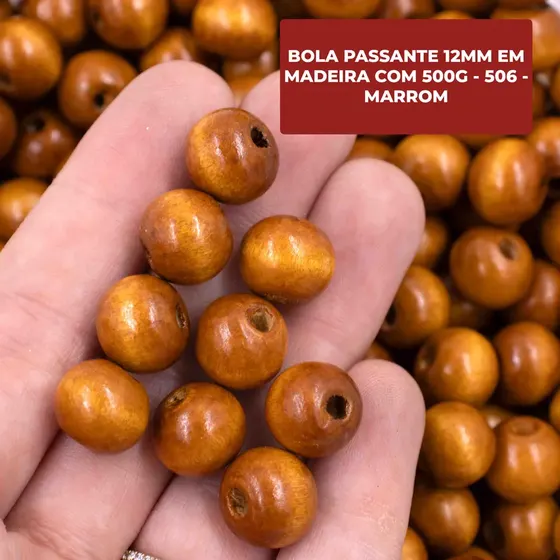 Bola Passante 12Mm Em Madeira Com 500G