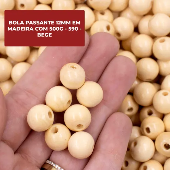 Bola Passante 12Mm Em Madeira Com 500G