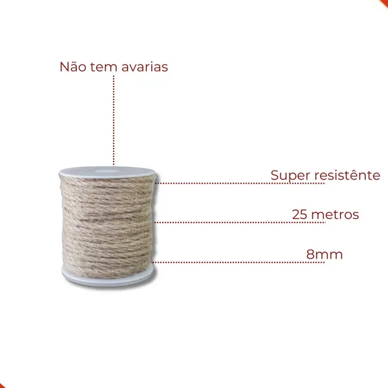 Cordao Juta 8Mm Com 25 Metros 0610 - Bege 0610
