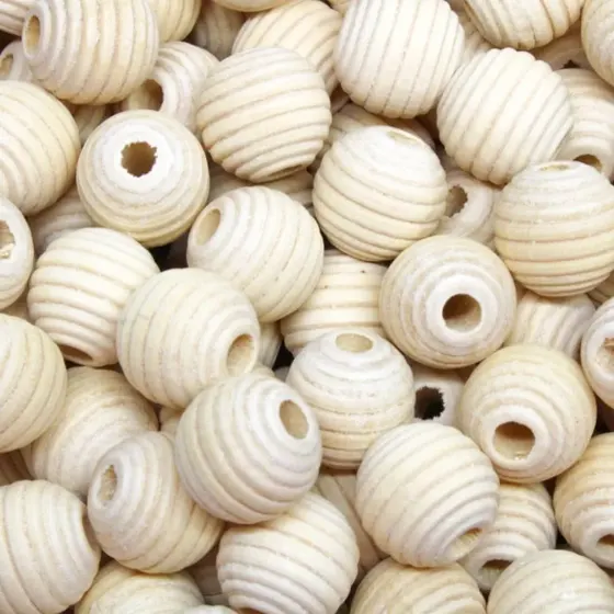 Bola Frisada Passante 14Mm Em Madeira Com 500G