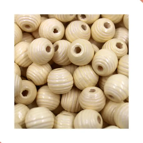 Bola Frisada Passante 14Mm Em Madeira Com 500G