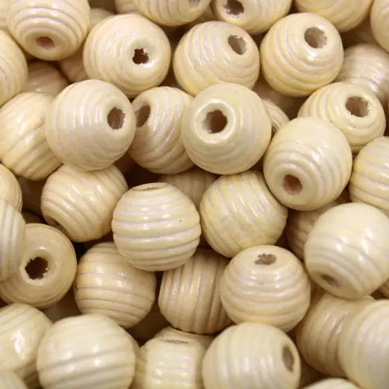 Bola Frisada Passante 14Mm Em Madeira Com 500G