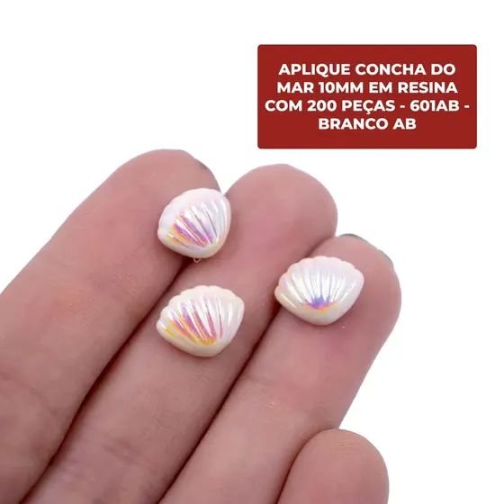 Aplique Concha Do Mar 10Mm Em Resina Com 200 Pecas