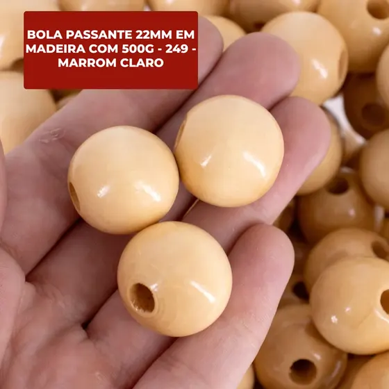 Bola Passante 22Mm Em Madeira Com 500G