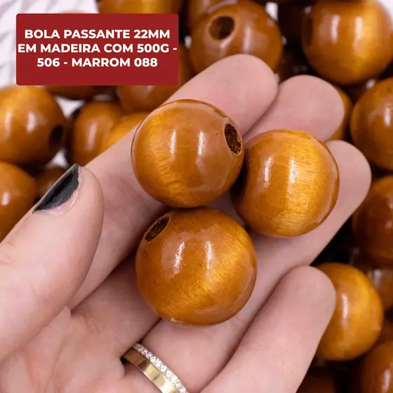 Bola Passante 22Mm Em Madeira Com 500G