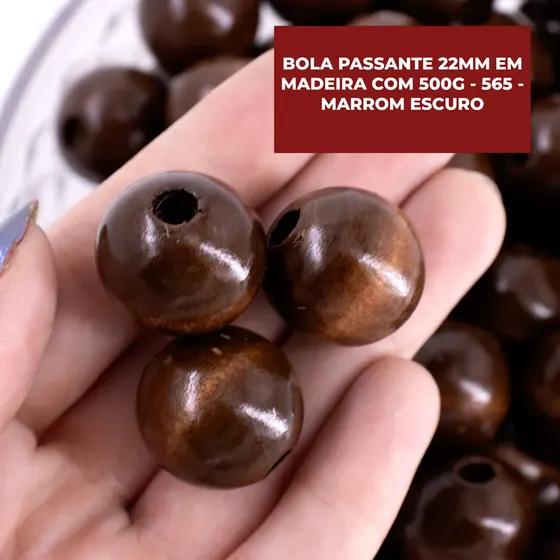 Bola Passante 22Mm Em Madeira Com 500G