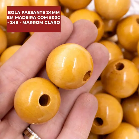 Bola Passante 24Mm Em Madeira Com 500G