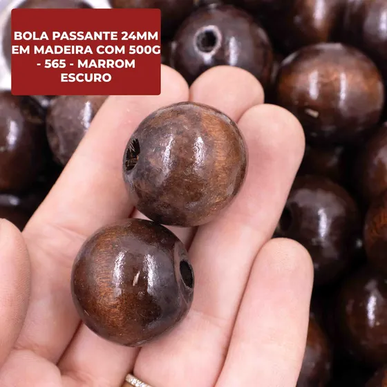 Bola Passante 24Mm Em Madeira Com 500G