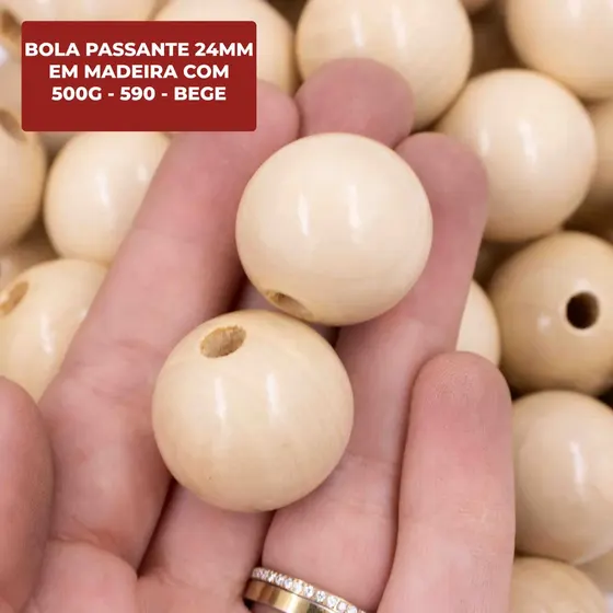 Bola Passante 24Mm Em Madeira Com 500G