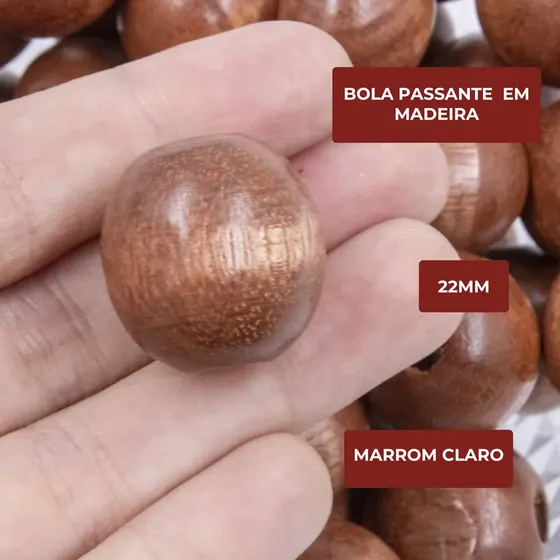 Bola Passante 22Mm Em Madeira Com 200Un