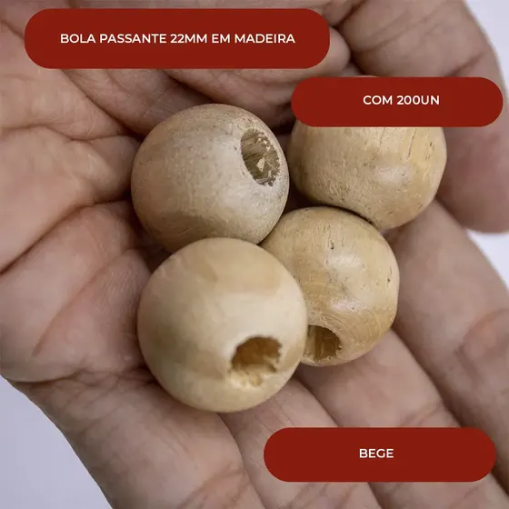 Bola Passante 22Mm Em Madeira Com 200Un