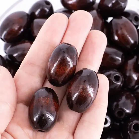 Azeitona Passante 27X20Mm Em Madeira Com 500G