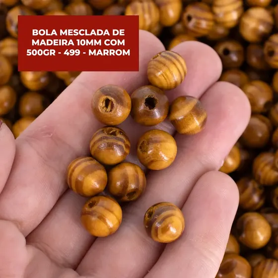Bola Mesclada De Madeira 10Mm Com 500Gr