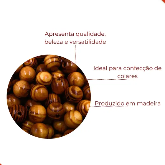 Bola Mesclada De Madeira 14Mm Com 500Gr