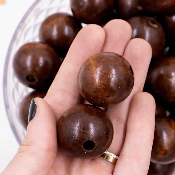 Bola Passante 30Mm Em Madeira Com 500G