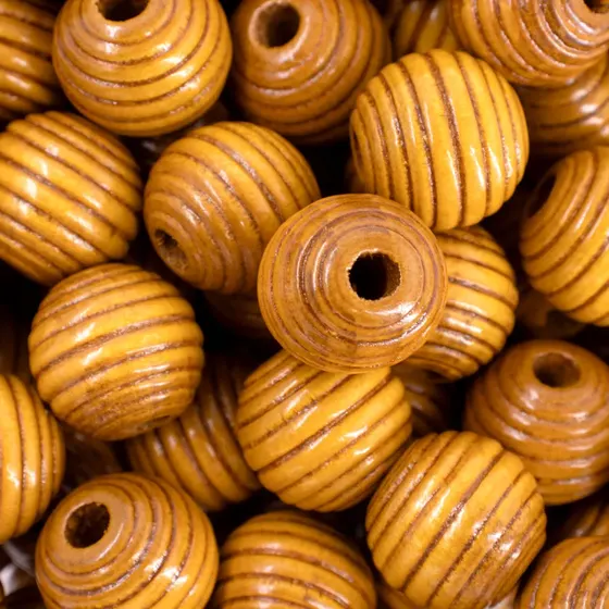 Bola Frisada Passante 20Mm Em Madeira Com 500Gr