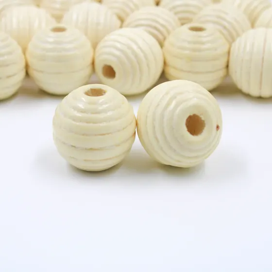 Bola Frisada Passante 20Mm Em Madeira Com 500Gr