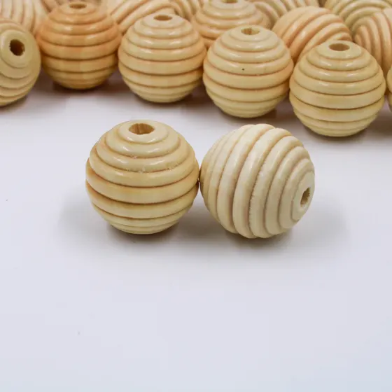 Bola Frisada Passante 24Mm Em Madeira Com 500Gr