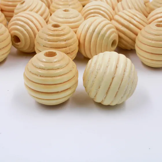 Bola Frisada Passante 30Mm Em Madeira Com 500Gr