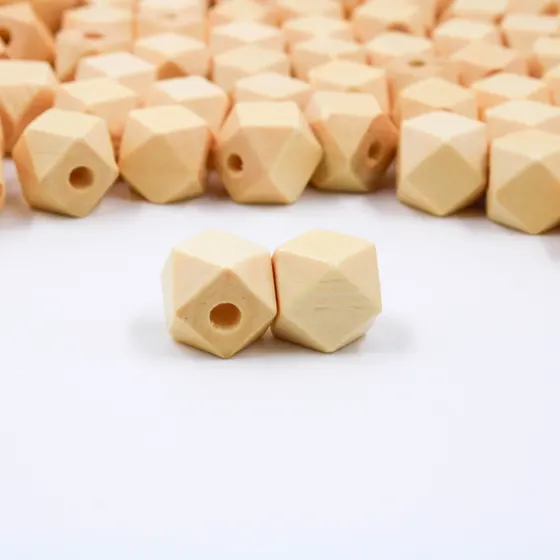 Bola Poligonal Passante 12Mm Madeira Com 100Pcs