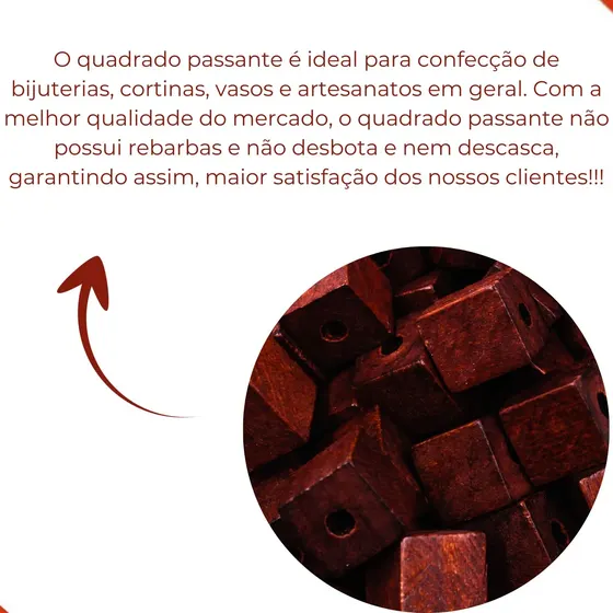 Quadrado Passante 25Mm Em Madeira Com 500G