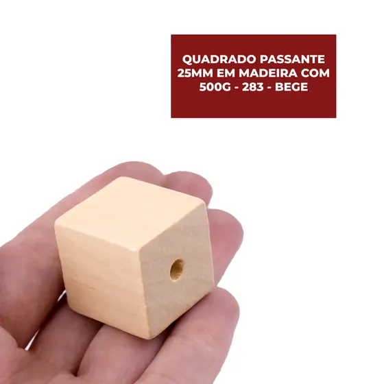 Quadrado Passante 25Mm Em Madeira Com 500G
