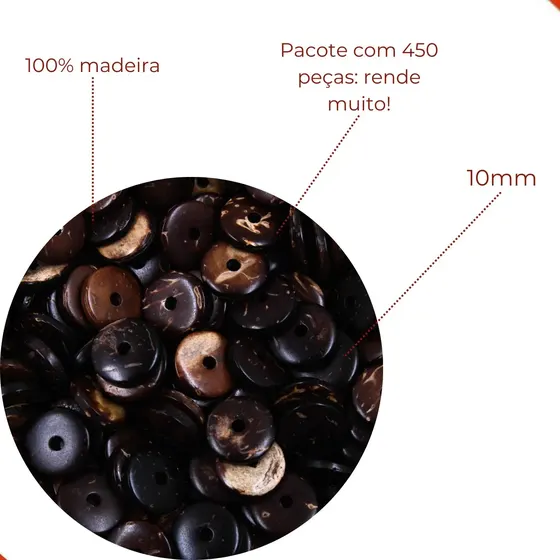 Disquinho 10Mm Em Madeira Com 500 Pecas
