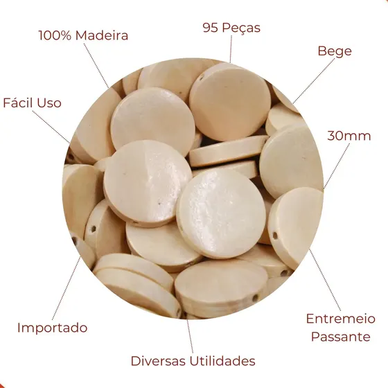Pastilha De Madeira 30Mm Com 100 Pecas