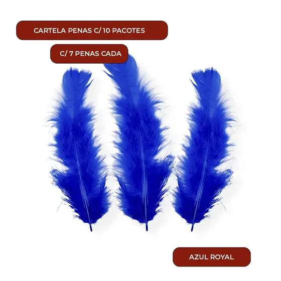 Cartela Penas C/ 10 Pacotes C/ 7 Penas Cada - Azul Royal