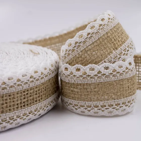 Fita De Juta Com Renda 40Mm Com 10 Metros