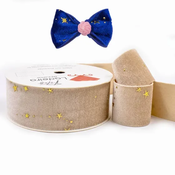 Fita Estampada Estrelas 38Mm Em Poliester Com 9 Metros D5