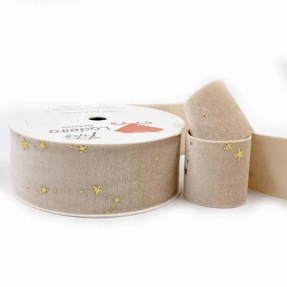 Fita Estampada Estrelas 38Mm Em Poliester Com 9 Metros D5