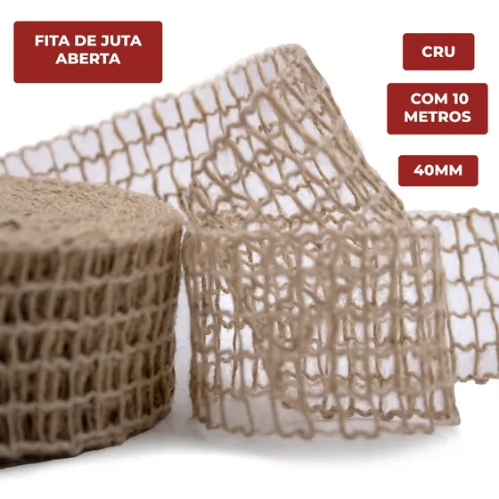 Fita De Juta Aberta 40Mm Com 10 Metros - Cru