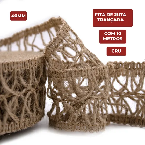 Fita De Juta Trancada 40Mm Com 10 Metros - Cru