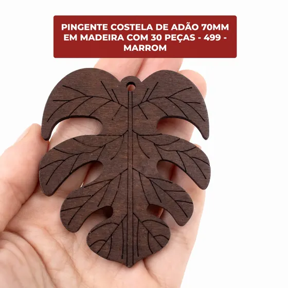 Pingente Costela De Adao 70Mm Em Madeira Com 30 Pecas