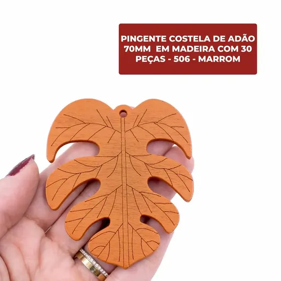 Pingente Costela De Adao 70Mm Em Madeira Com 30 Pecas