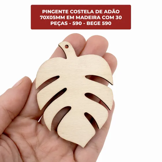 Pingente Costela De Adao 70X05Mm Em Madeira Com 30 Pecas