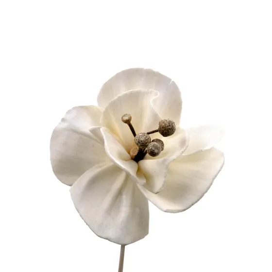 Vareta Decorativa Flor Artificial 05X22Cm Em Rattan Com 06 Unidades