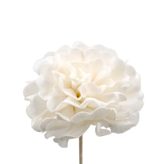 Vareta Decorativa Flor Artificial Crisantemo 05X22Cm Em Rattan Com 06 Unidades