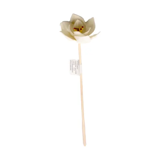 Vareta Decorativa Flor Artificial 5.5X22Cm Em Rattan Com 06 Unidades
