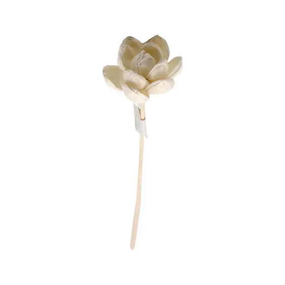 Vareta Decorativa Flor De Lotus Artificial 05X22Cm Em Rattan 06 Unidades
