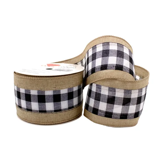 Fita Xadrez Com Borda De Juta 63Mm Com 9 Metros - Preto E Branco