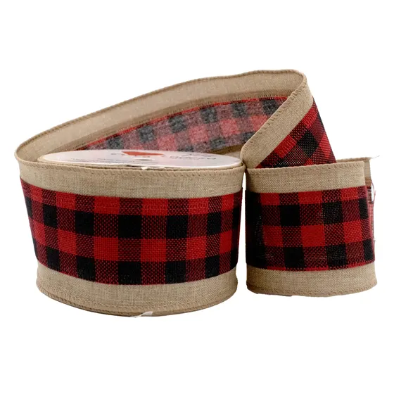 Fita Xadrez Com Borda De Juta 63Mm Com 9 Metros - Vermelho E Preto