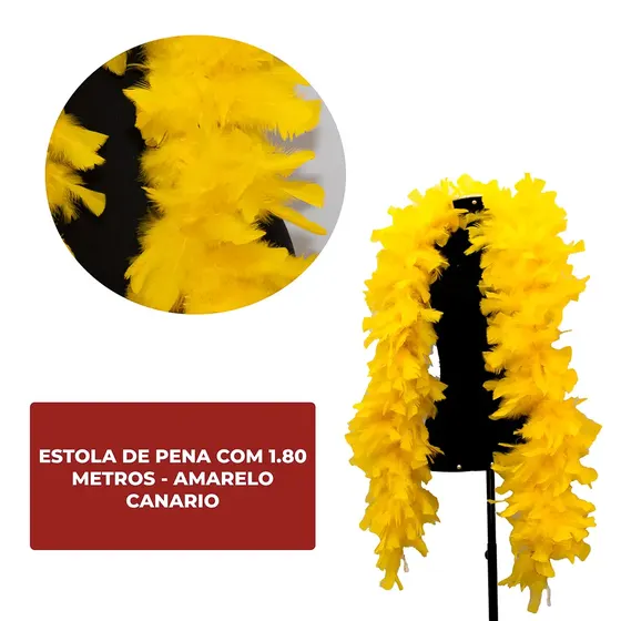 Estola De Pena Com 1.80 Metros - Amarelo Canario