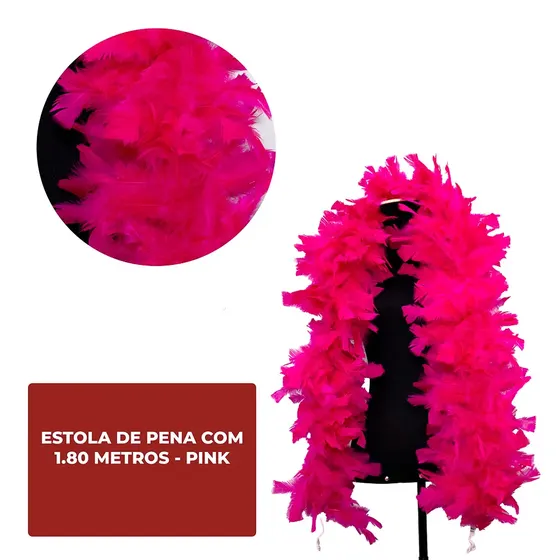 Estola De Pena Com 1.80 Metros - Pink