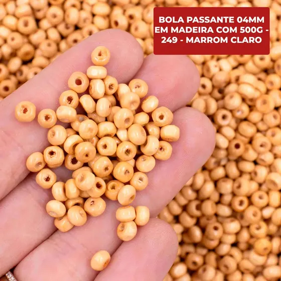 Bola Passante 04Mm Em Madeira Com 500G