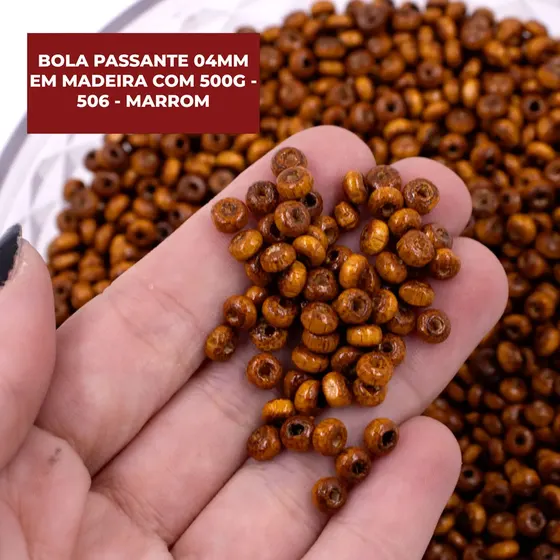 Bola Passante 04Mm Em Madeira Com 500G
