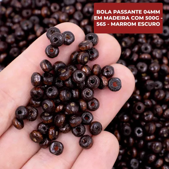 Bola Passante 04Mm Em Madeira Com 500G
